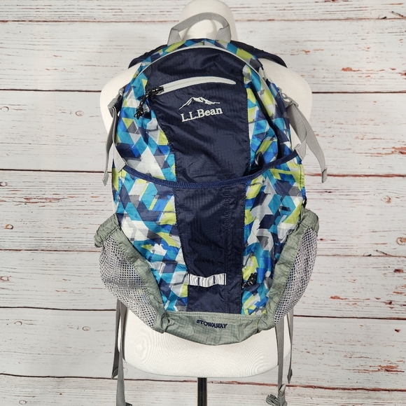 L.L. Bean Handbags - L.L. Bean 20L Stowaway Geometric Pattern Backpack